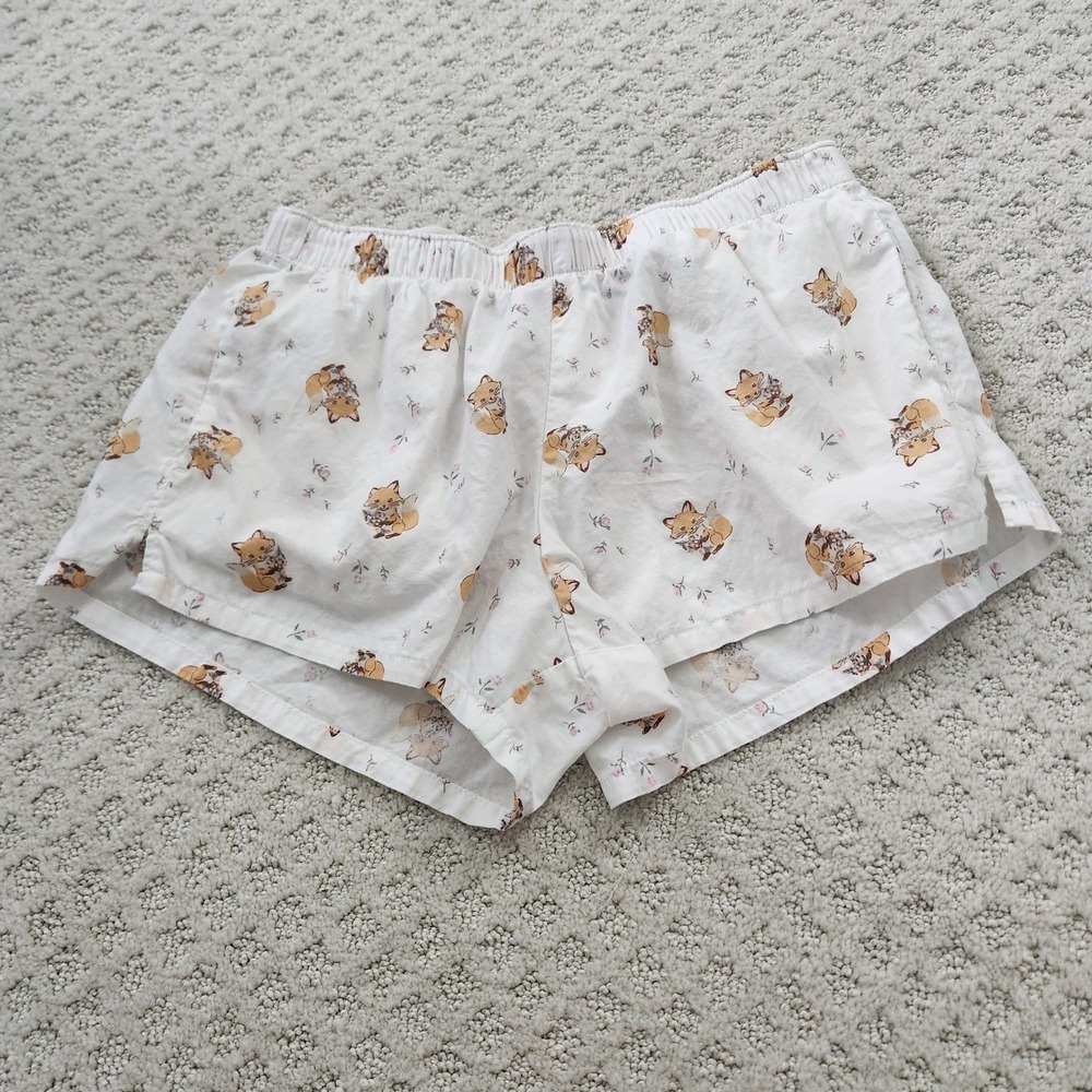 Hollister Womens size XS White Fox Floral Cotton Pajama Shorts